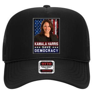 Kamala Harris Save Democracy High Crown Mesh Back Trucker Hat