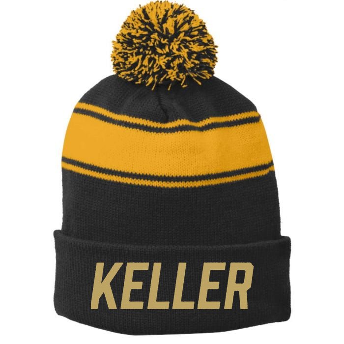 Keller High School Team Logo Stripe Pom Pom Beanie
