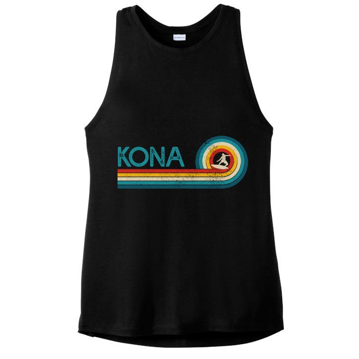 Kona Hawaii Surf Vintage Beach Surfer Surfing Gift Ladies PosiCharge Tri-Blend Wicking Tank