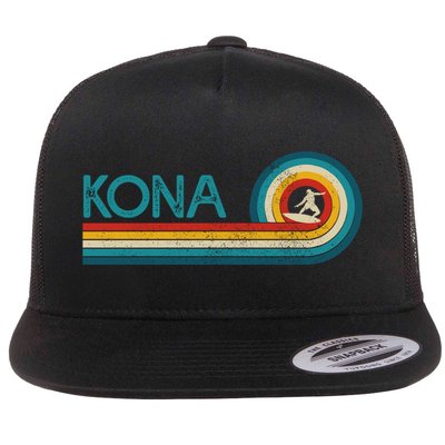Kona Hawaii Surf Vintage Beach Surfer Surfing Gift Flatbill Hat