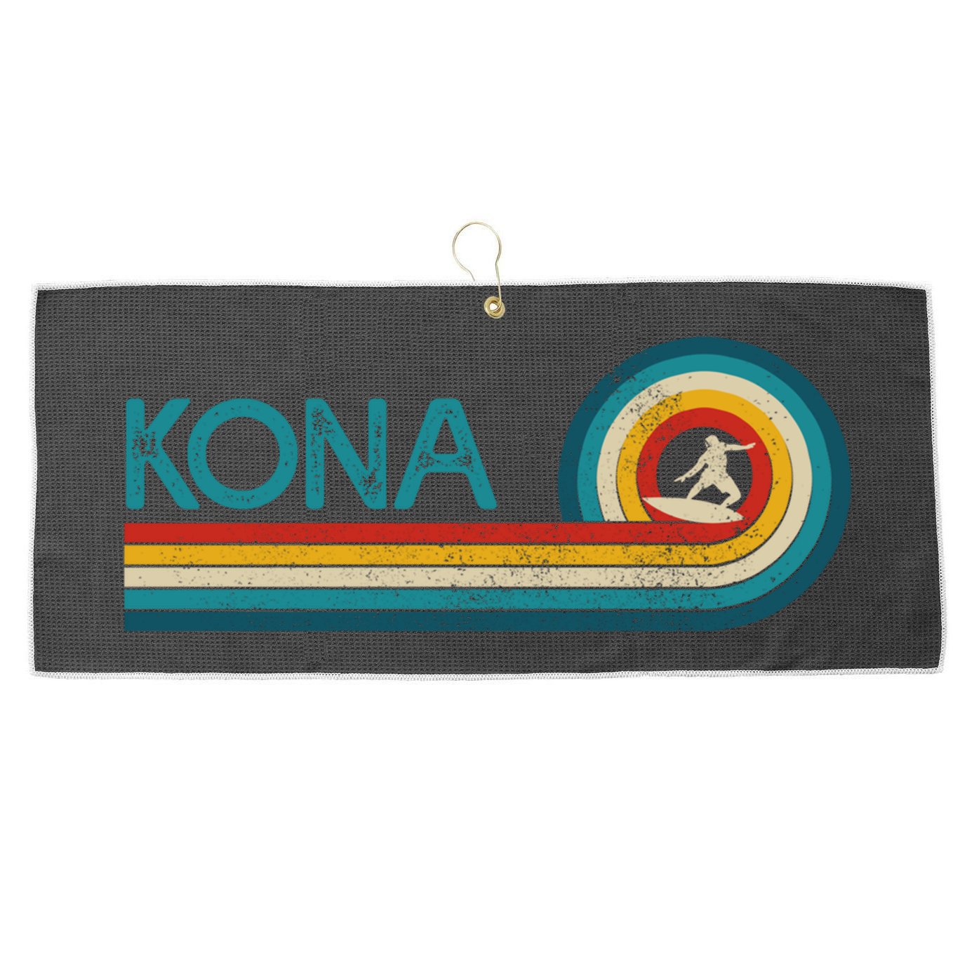 Kona Hawaii Surf Vintage Beach Surfer Surfing Gift Large Microfiber Waffle Golf Towel