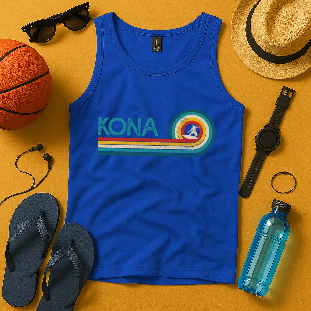 Kona Hawaii Surf Vintage Beach Surfer Surfing Gift Tank Top