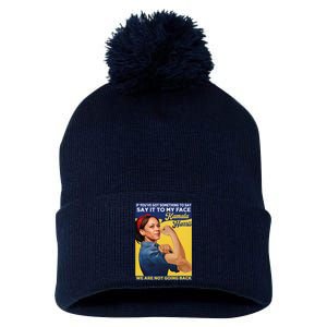 Kamala Harris Say It To My Face Pom Pom 12in Knit Beanie