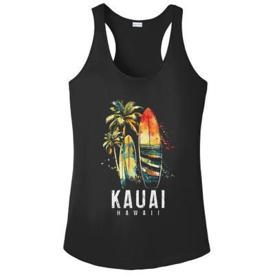 Kauai Hawaii Surf Hawaiian Vintage Surfing Surfer Ladies PosiCharge Competitor Racerback Tank