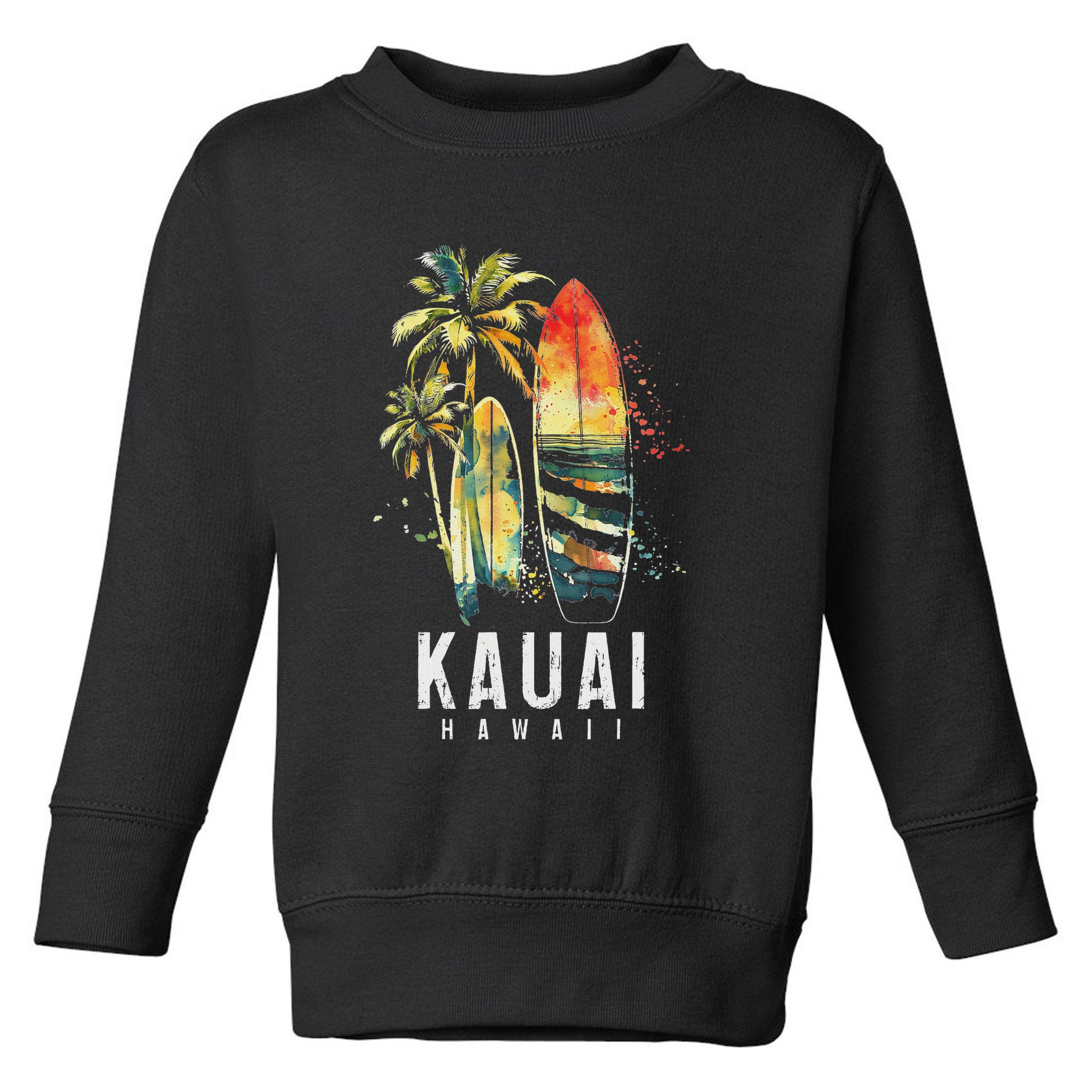 Kauai Hawaii Surf Hawaiian Vintage Surfing Surfer Toddler Sweatshirt