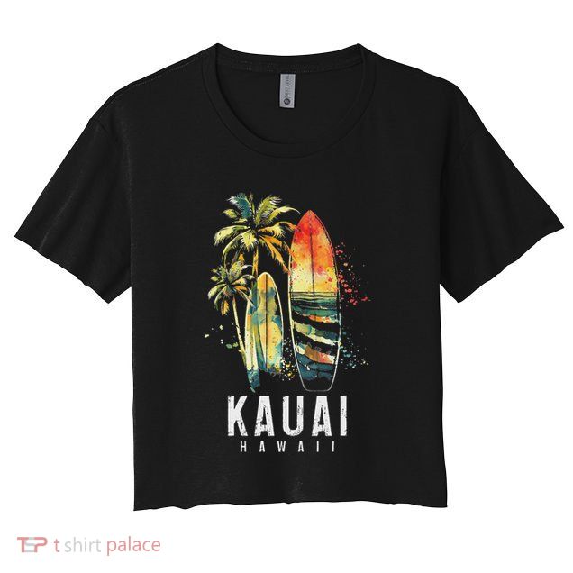 Kauai Hawaii Surf Hawaiian Vintage Surfing Surfer Crop Top