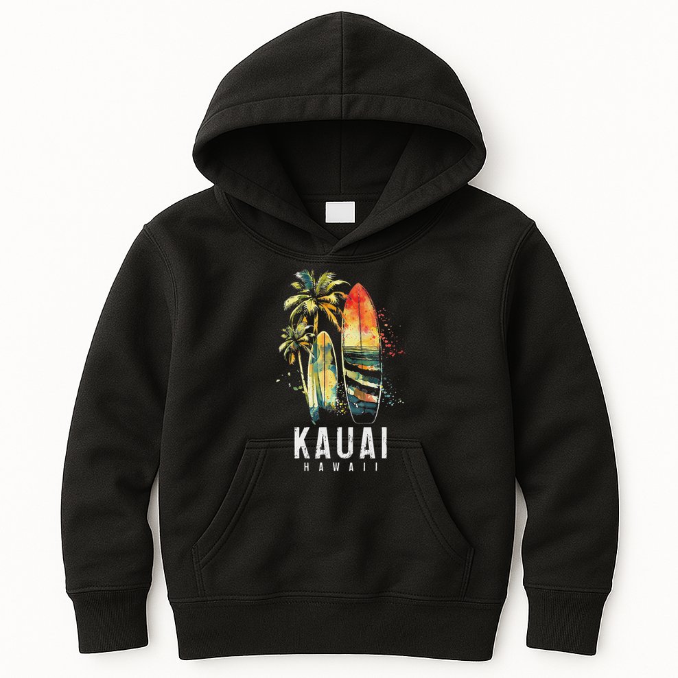 Kauai Hawaii Surf Hawaiian Vintage Surfing Surfer Kids Hoodie