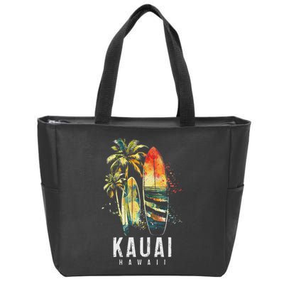 Kauai Hawaii Surf Hawaiian Vintage Surfing Surfer Zip Tote Bag