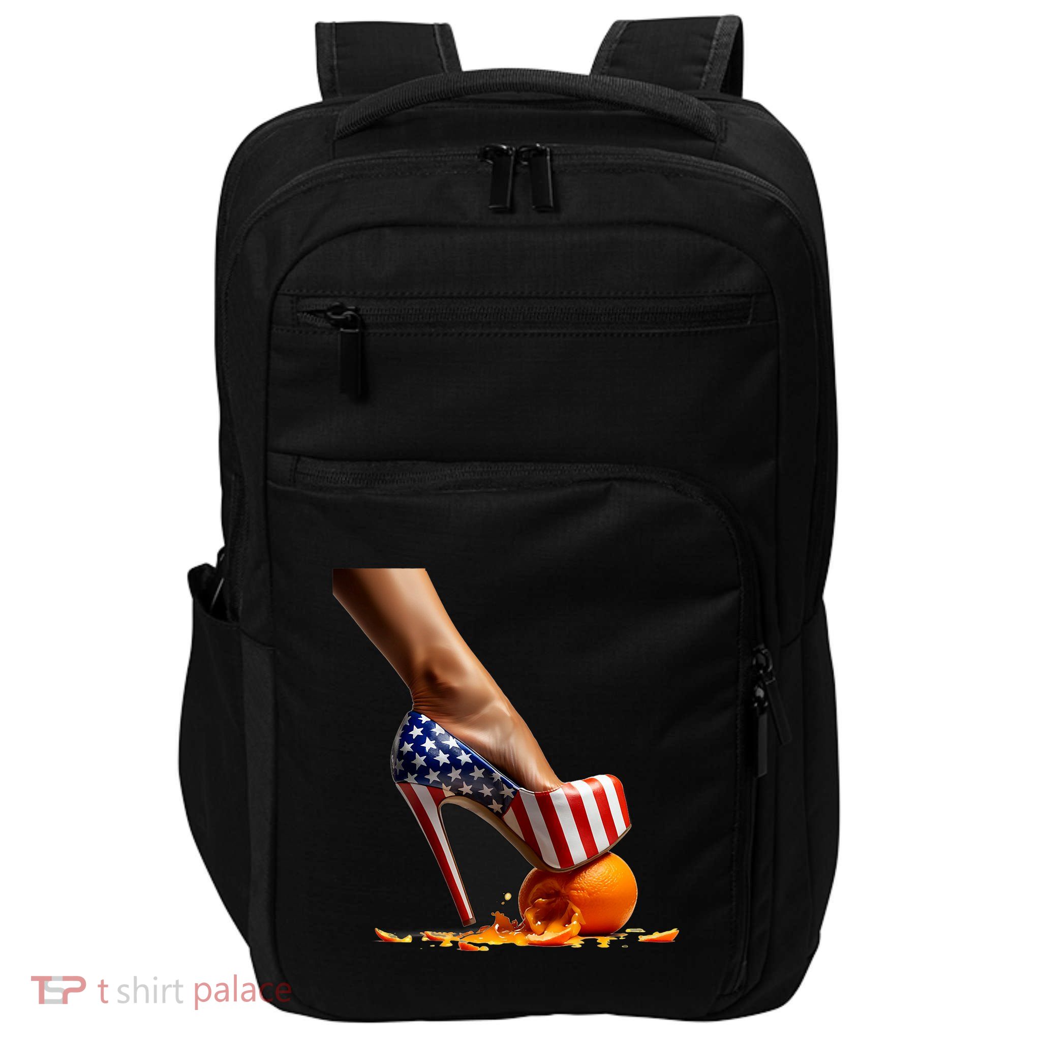 Kamala Heels Stepping On Orange Impact Tech Backpack