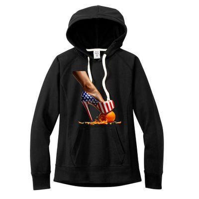 Kamala Heels Stepping On Orange Women's Fleece Hoodie