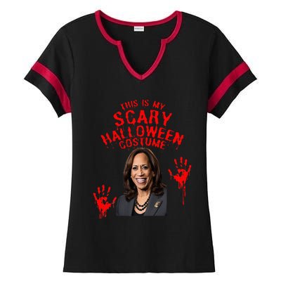 Kamala Harris Scary Halloween Gag President Costume Ladies Halftime Notch Neck Tee