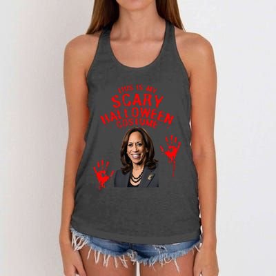 Kamala Harris Scary Halloween Gag President Costume Women's Knotted Racerback Tank