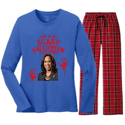 Kamala Harris Scary Halloween Gag President Costume Women's Long Sleeve Flannel Pajama Set 