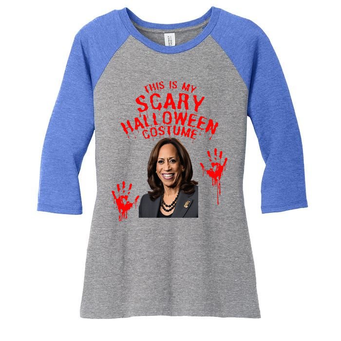 Kamala Harris Scary Halloween Gag President Costume Women's Tri-Blend 3/4-Sleeve Raglan Shirt