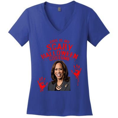 Kamala Harris Scary Halloween Gag President Costume Women's V-Neck T-Shirt