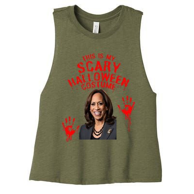 Kamala Harris Scary Halloween Gag President Costume Women's Racerback Cropped Tank