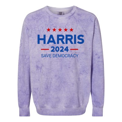 Kamala Harris Save Democracy 2024 For President Campaign Gift Colorblast Crewneck Sweatshirt