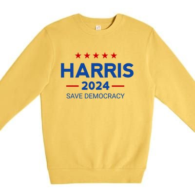 Kamala Harris Save Democracy 2024 For President Campaign Gift Premium Crewneck Sweatshirt