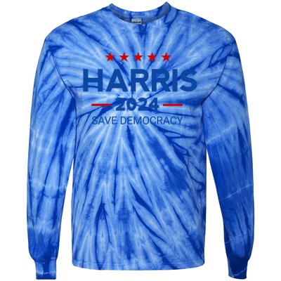 Kamala Harris Save Democracy 2024 For President Campaign Gift Tie-Dye Long Sleeve Shirt