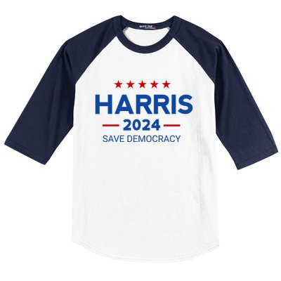 Kamala Harris Save Democracy 2024 For President Campaign Gift Baseball Sleeve Shirt