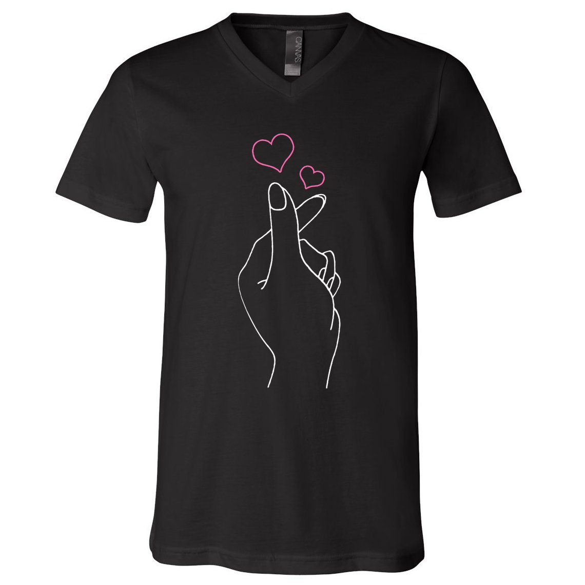 Kpop Hand Symbol Heart Kdrama Korean Pop Music Fan Gift V-Neck T-Shirt