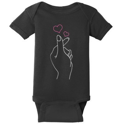 Kpop Hand Symbol Heart Kdrama Korean Pop Music Fan Gift Baby Bodysuit
