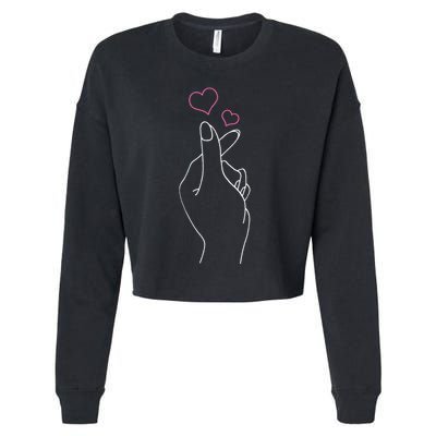 Kpop Hand Symbol Heart Kdrama Korean Pop Music Fan Gift Cropped Pullover Crew