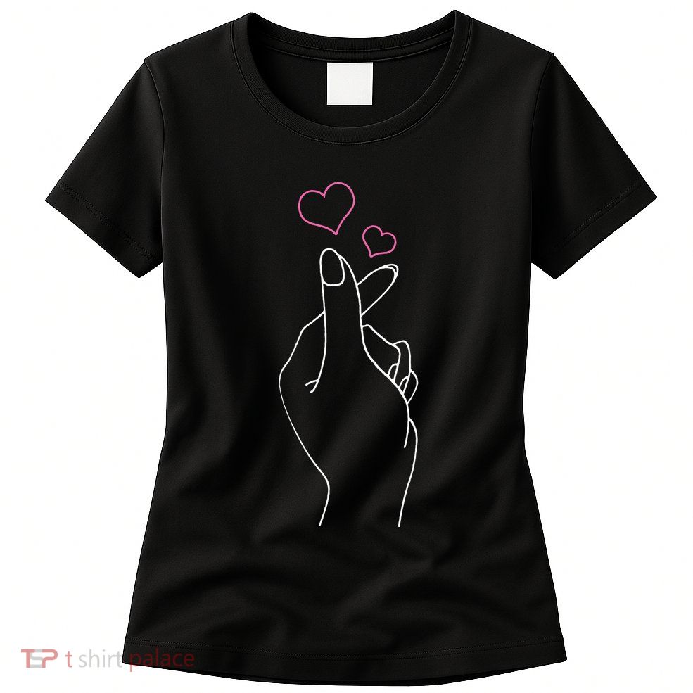Kpop Hand Symbol Heart Kdrama Korean Pop Music Fan Gift Womens T-Shirt