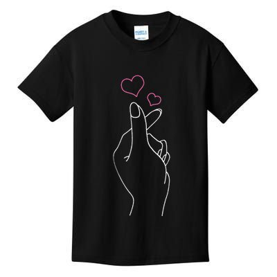 Kpop Hand Symbol Heart Kdrama Korean Pop Music Fan Gift Kids T-Shirt