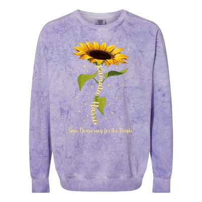 Kamala Harris Save Democracy For The People Sunflower Colorblast Crewneck Sweatshirt