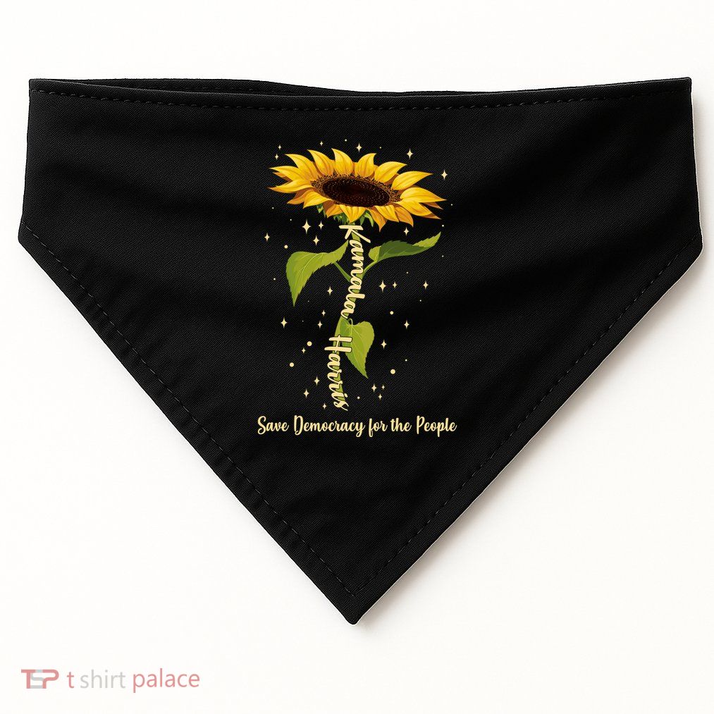 Kamala Harris Save Democracy For The People Sunflower USA-Made Doggie Bandana