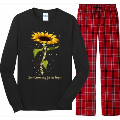 Kamala Harris Save Democracy For The People Sunflower Long Sleeve Pajama Set