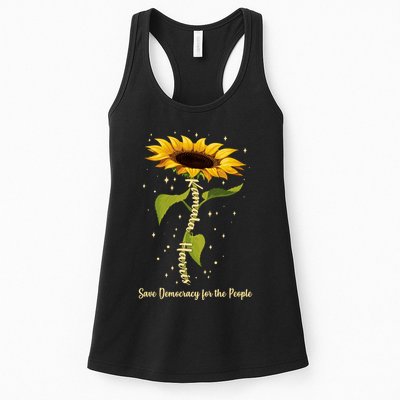 Kamala Harris Save Democracy For The People Sunflower Womens Tank Top