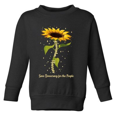 Kamala Harris Save Democracy For The People Sunflower Toddler Sweatshirt