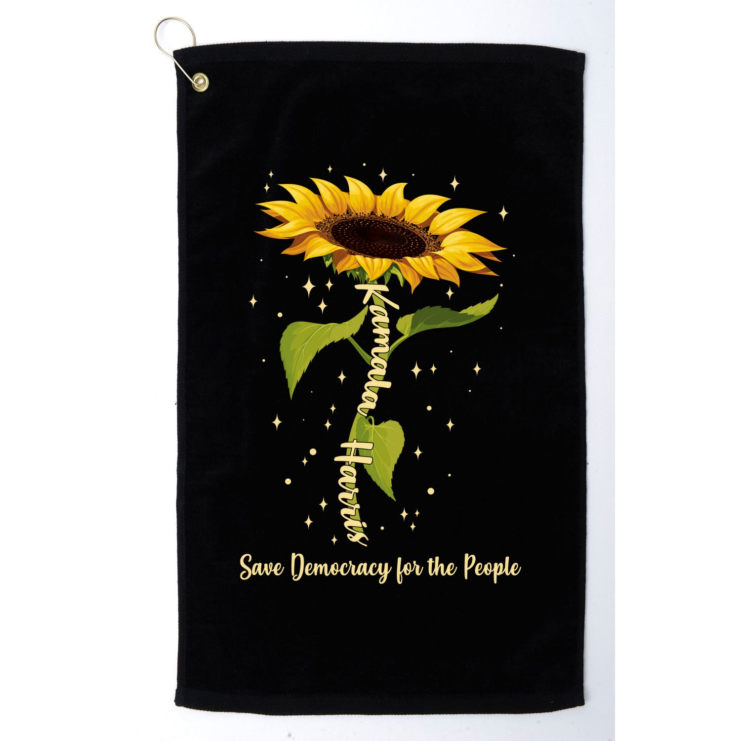 Kamala Harris Save Democracy For The People Sunflower Golf Towel