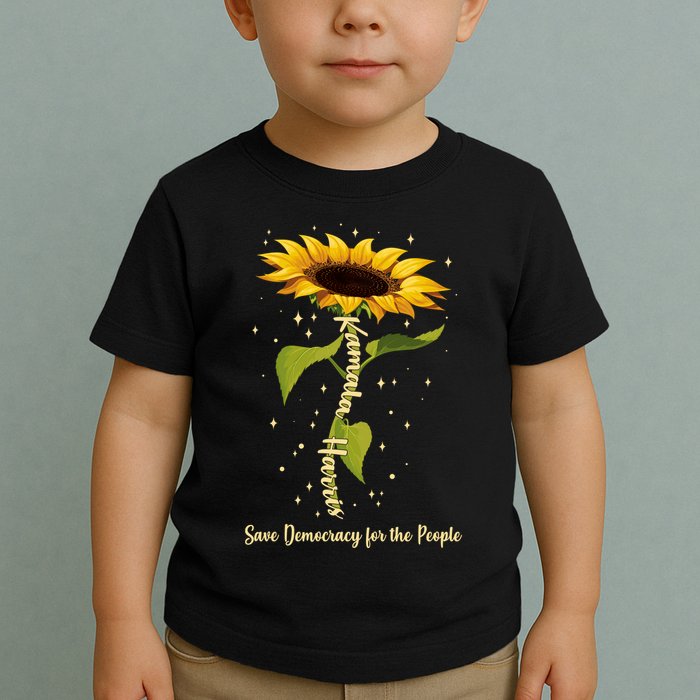 Kamala Harris Save Democracy For The People Sunflower Toddler T-Shirt