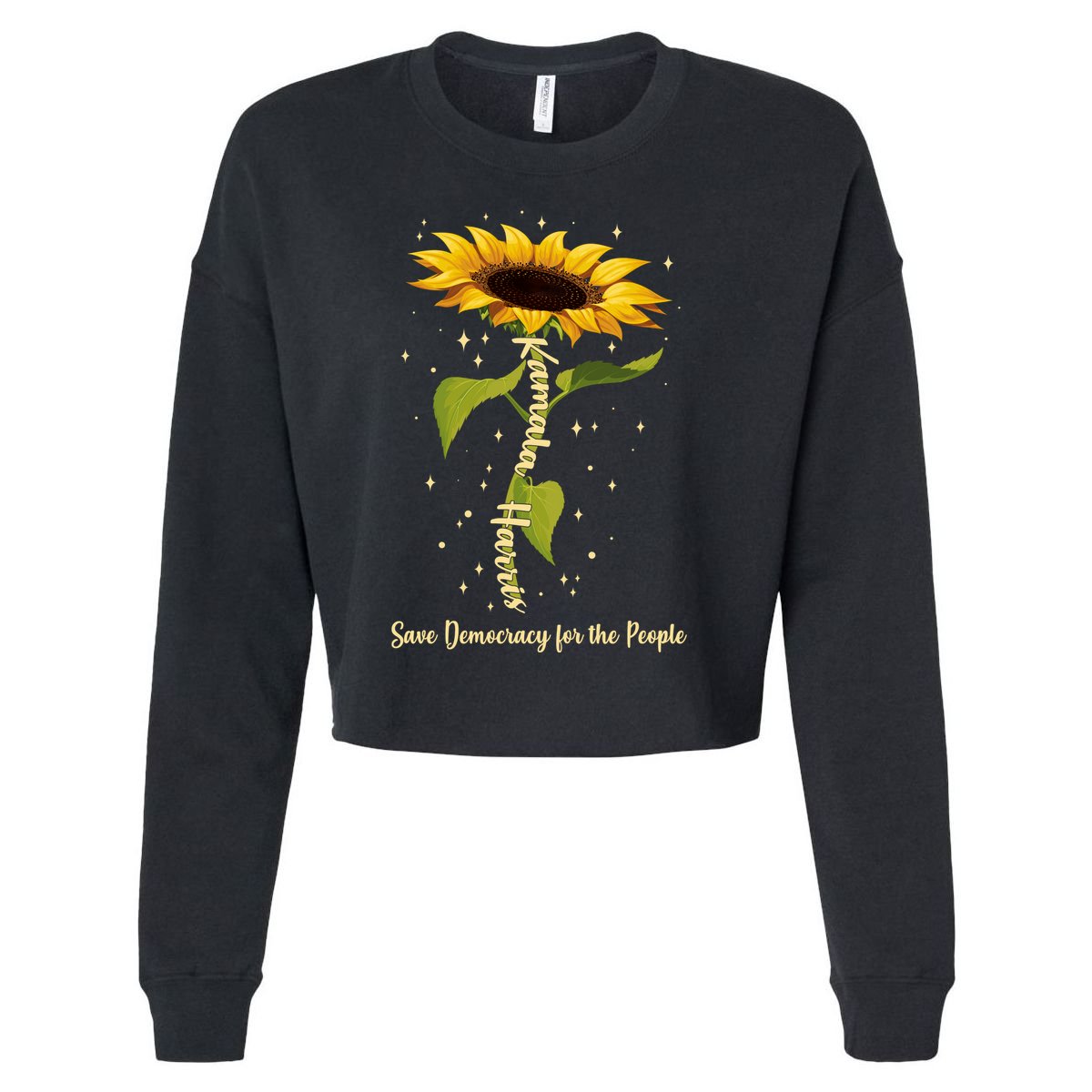 Kamala Harris Save Democracy For The People Sunflower Cropped Pullover Crew