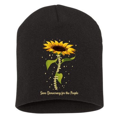 Kamala Harris Save Democracy For The People Sunflower Short Acrylic Beanie