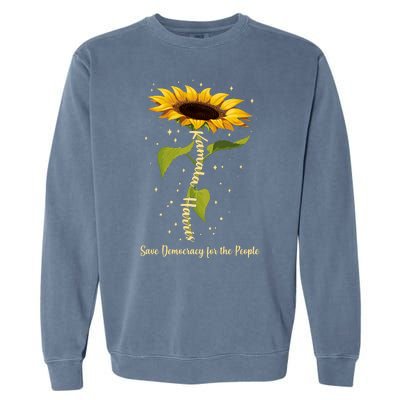 Kamala Harris Save Democracy For The People Sunflower Garment-Dyed Sweatshirt