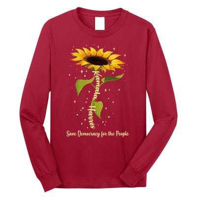 Kamala Harris Save Democracy For The People Sunflower Long Sleeve Shirt