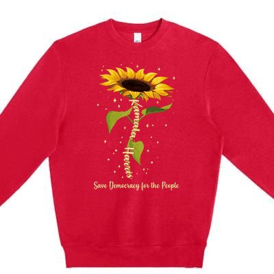 Kamala Harris Save Democracy For The People Sunflower Premium Crewneck Sweatshirt