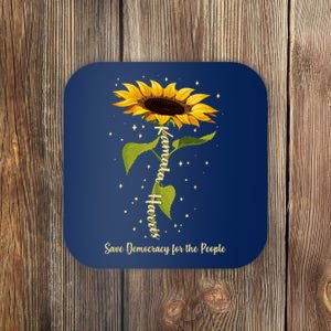 Kamala Harris Save Democracy For The People Sunflower Coaster