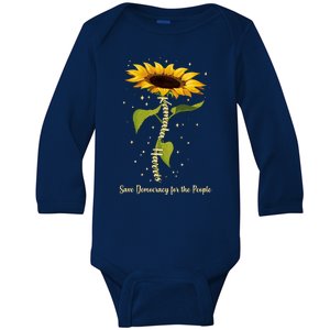 Kamala Harris Save Democracy For The People Sunflower Baby Long Sleeve Bodysuit