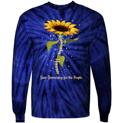 Kamala Harris Save Democracy For The People Sunflower Tie-Dye Long Sleeve Shirt