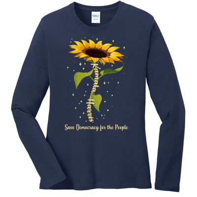 Kamala Harris Save Democracy For The People Sunflower Ladies Long Sleeve Shirt