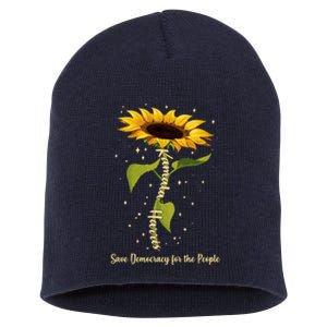 Kamala Harris Save Democracy For The People Sunflower Short Acrylic Beanie