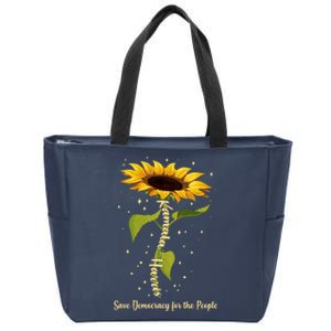 Kamala Harris Save Democracy For The People Sunflower Zip Tote Bag