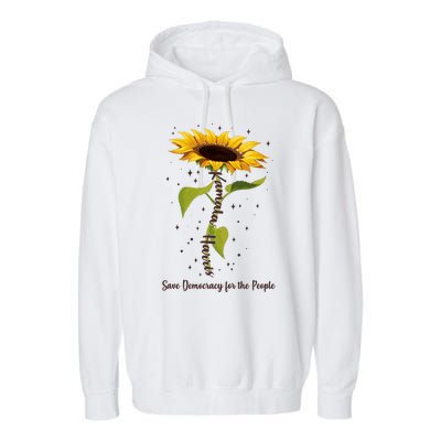 Kamala Harris Save Democracy For The People Sunflower Garment-Dyed Fleece Hoodie