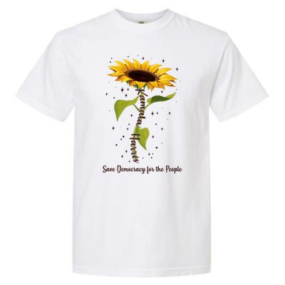 Kamala Harris Save Democracy For The People Sunflower Garment-Dyed Heavyweight T-Shirt