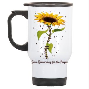 Kamala Harris Save Democracy For The People Sunflower Stainless Steel Travel Mug